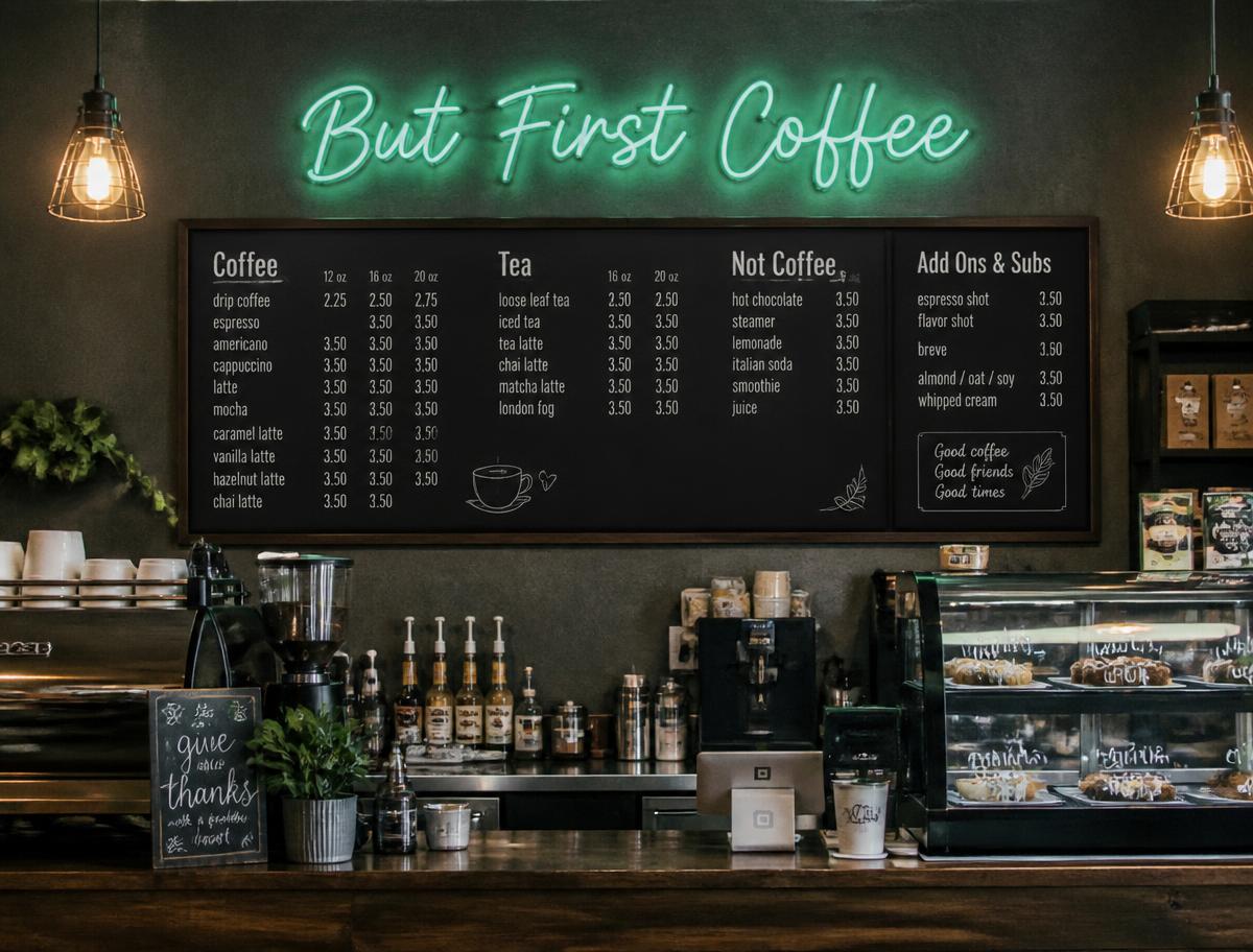 Cafe & Menu Neon Sign