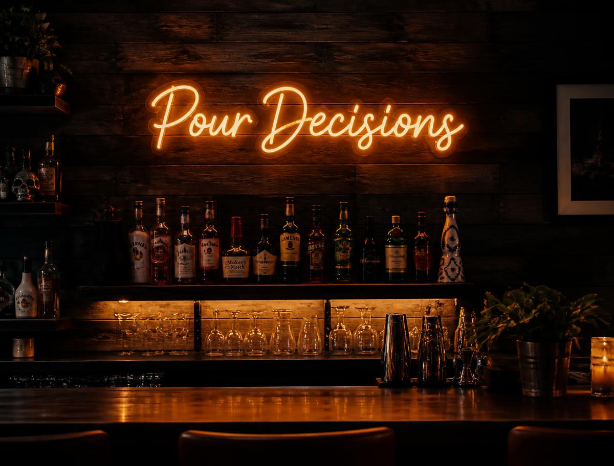 Home Bar Neon Sign installed by Halo Sign Co.